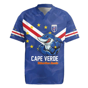Custom Cape Verde Football Rugby Jersey Tubaroes Azuis Make History - African Pride