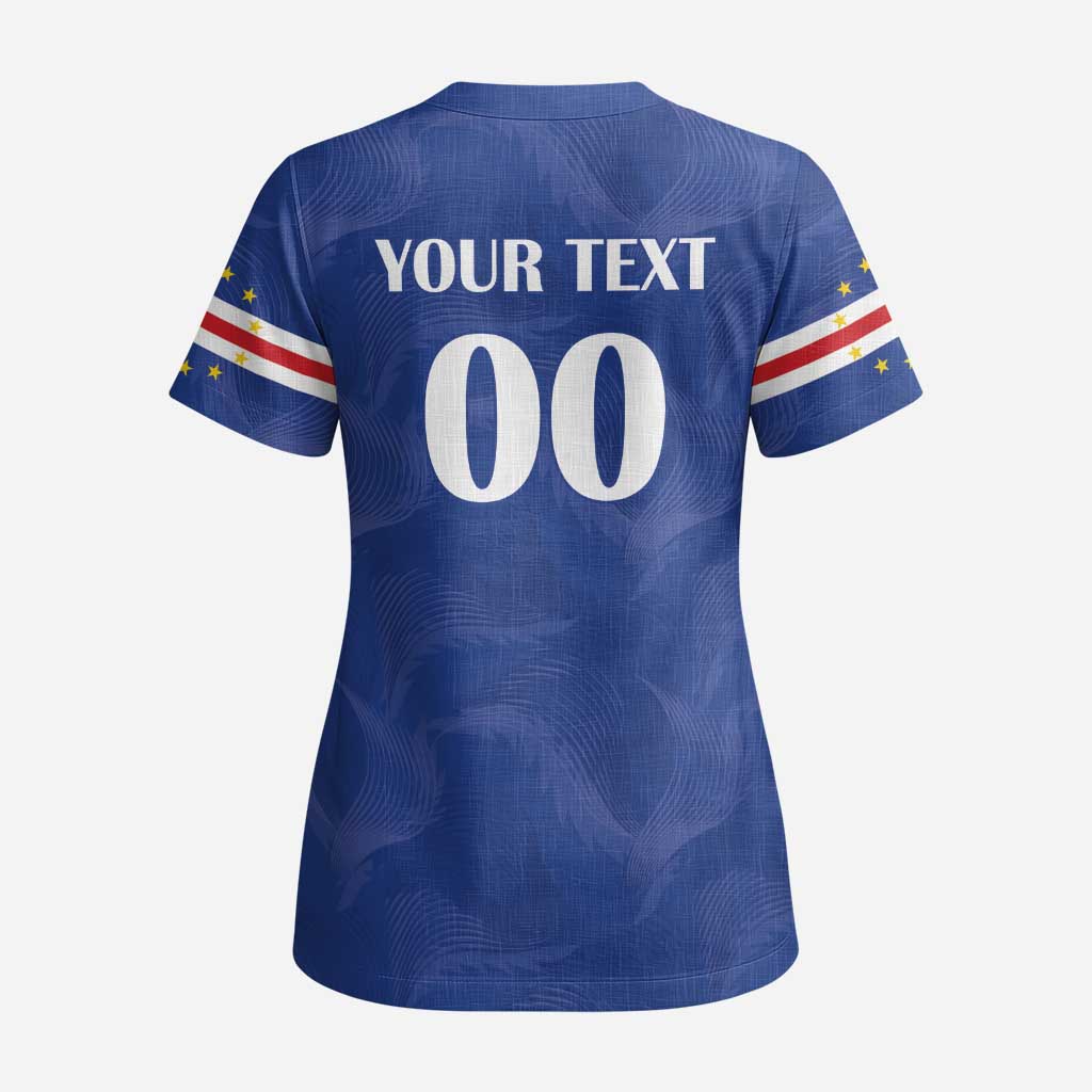 Custom Cape Verde Football Scrub Top Tubaroes Azuis Make History - African Pride