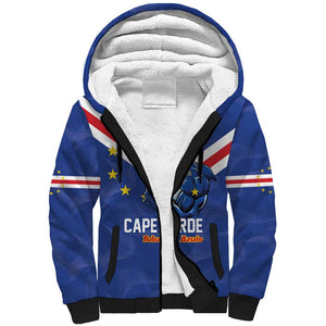 Custom Cape Verde Football Sherpa Hoodie Tubaroes Azuis Make History - African Pride