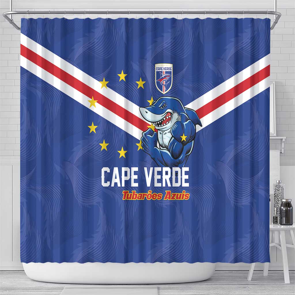 Cape Verde Football Shower Curtain Tubaroes Azuis Make History - African Pride