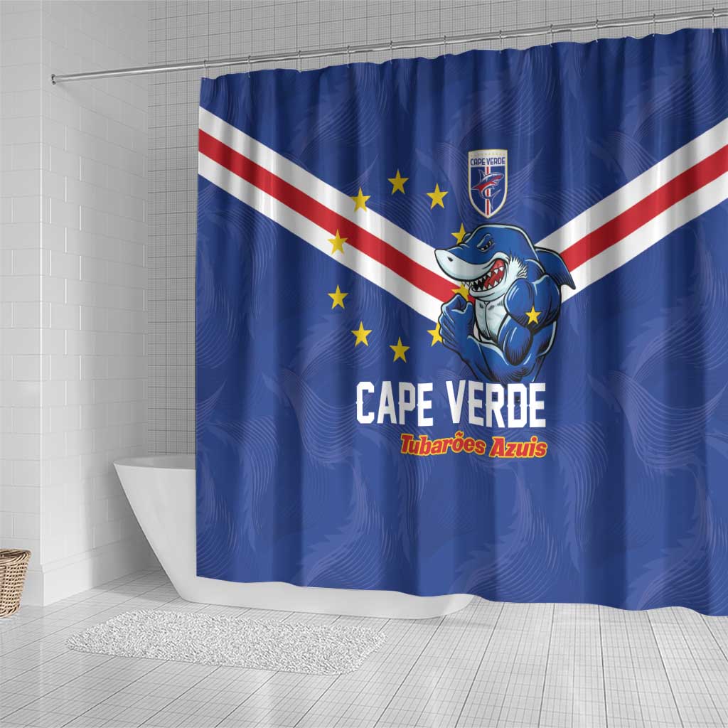 Cape Verde Football Shower Curtain Tubaroes Azuis Make History - African Pride