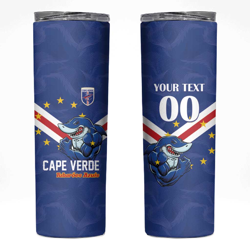 Custom Cape Verde Football Skinny Tumbler Tubaroes Azuis Make History - African Pride