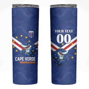Custom Cape Verde Football Skinny Tumbler Tubaroes Azuis Make History - African Pride