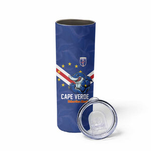 Custom Cape Verde Football Skinny Tumbler Tubaroes Azuis Make History - African Pride