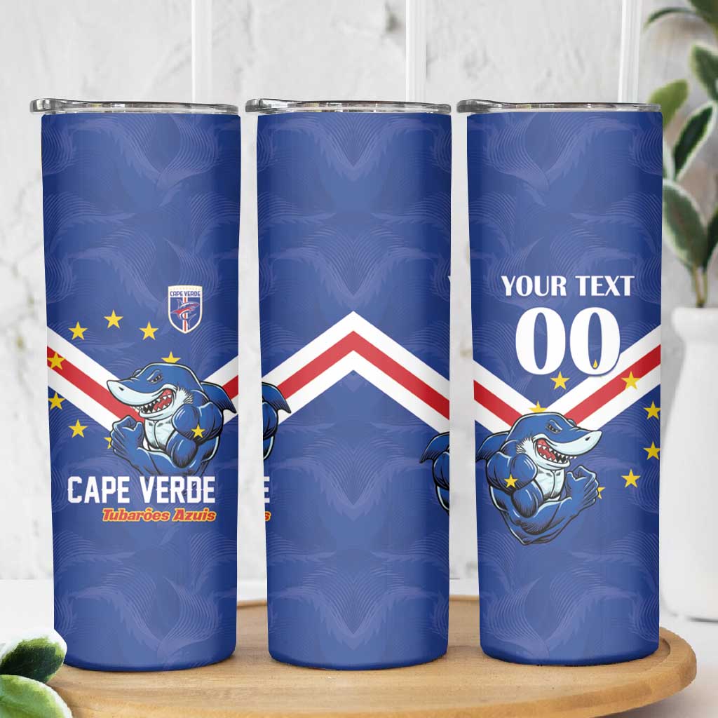 Custom Cape Verde Football Skinny Tumbler Tubaroes Azuis Make History - African Pride