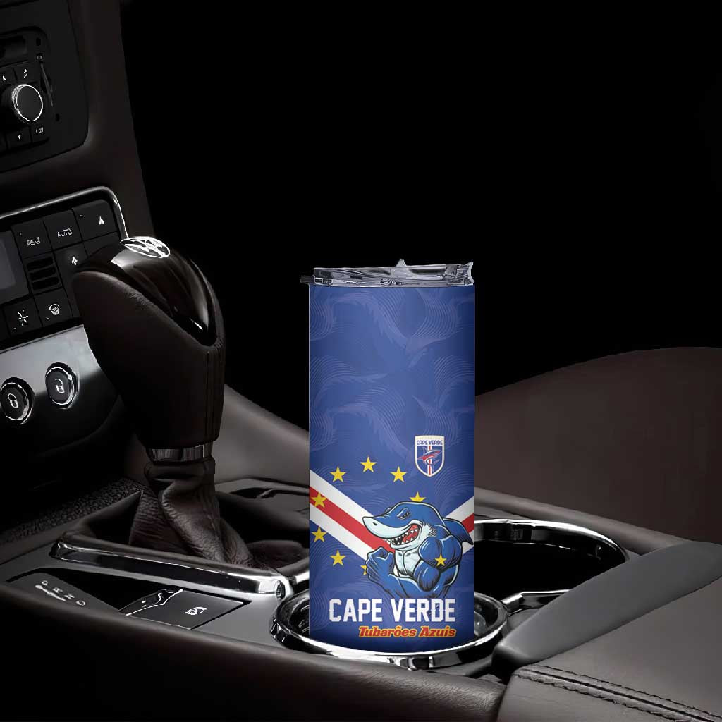 Custom Cape Verde Football Skinny Tumbler Tubaroes Azuis Make History - African Pride