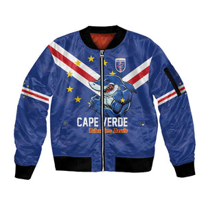 Custom Cape Verde Football Sleeve Zip Bomber Jacket Tubaroes Azuis Make History - African Pride