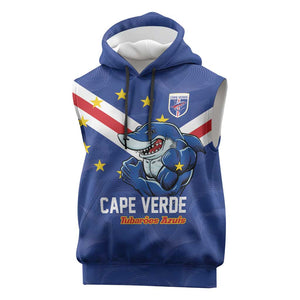 Custom Cape Verde Football Sleeveless Hoodie Tubaroes Azuis Make History - African Pride