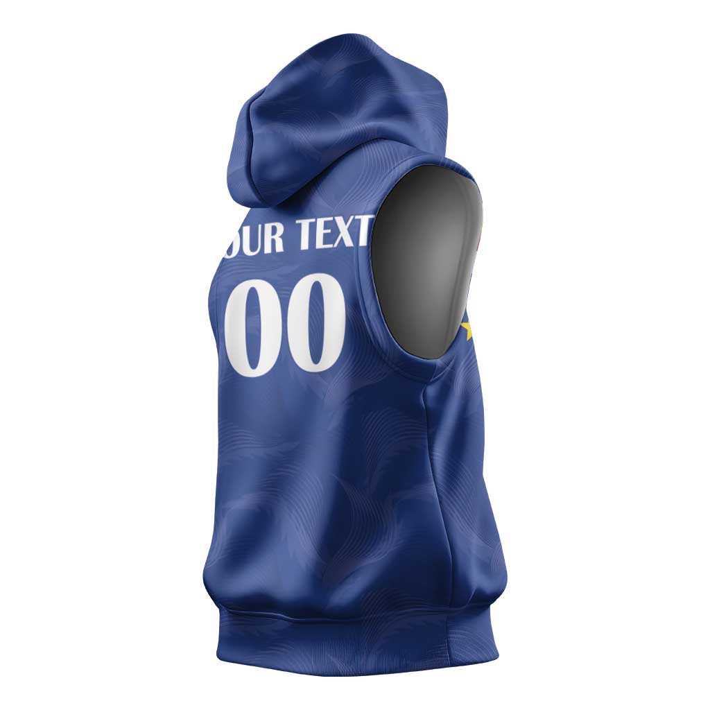 Custom Cape Verde Football Sleeveless Hoodie Tubaroes Azuis Make History - African Pride