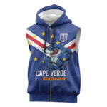 Custom Cape Verde Football Sleeveless Zip Hoodie Tubaroes Azuis Make History - African Pride