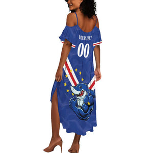 Custom Cape Verde Football Summer Maxi Dress Tubaroes Azuis Make History - African Pride