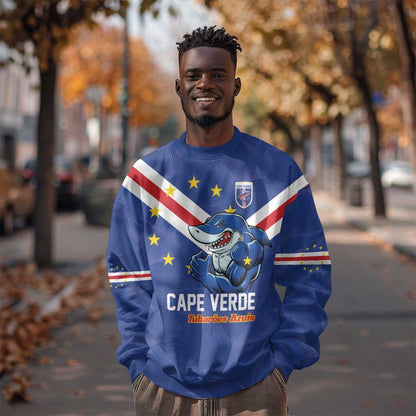 Custom Cape Verde Football Sweatshirt Tubaroes Azuis Make History - African Pride