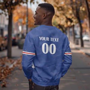 Custom Cape Verde Football Sweatshirt Tubaroes Azuis Make History - African Pride