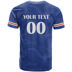 Custom Cape Verde Football T shirt Tubaroes Azuis Make History - African Pride