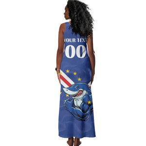 Custom Cape Verde Football Tank Maxi Dress Tubaroes Azuis Make History - African Pride