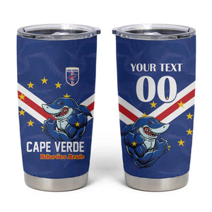 Custom Cape Verde Football Tumbler Cup Tubaroes Azuis Make History - African Pride