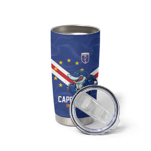 Custom Cape Verde Football Tumbler Cup Tubaroes Azuis Make History - African Pride