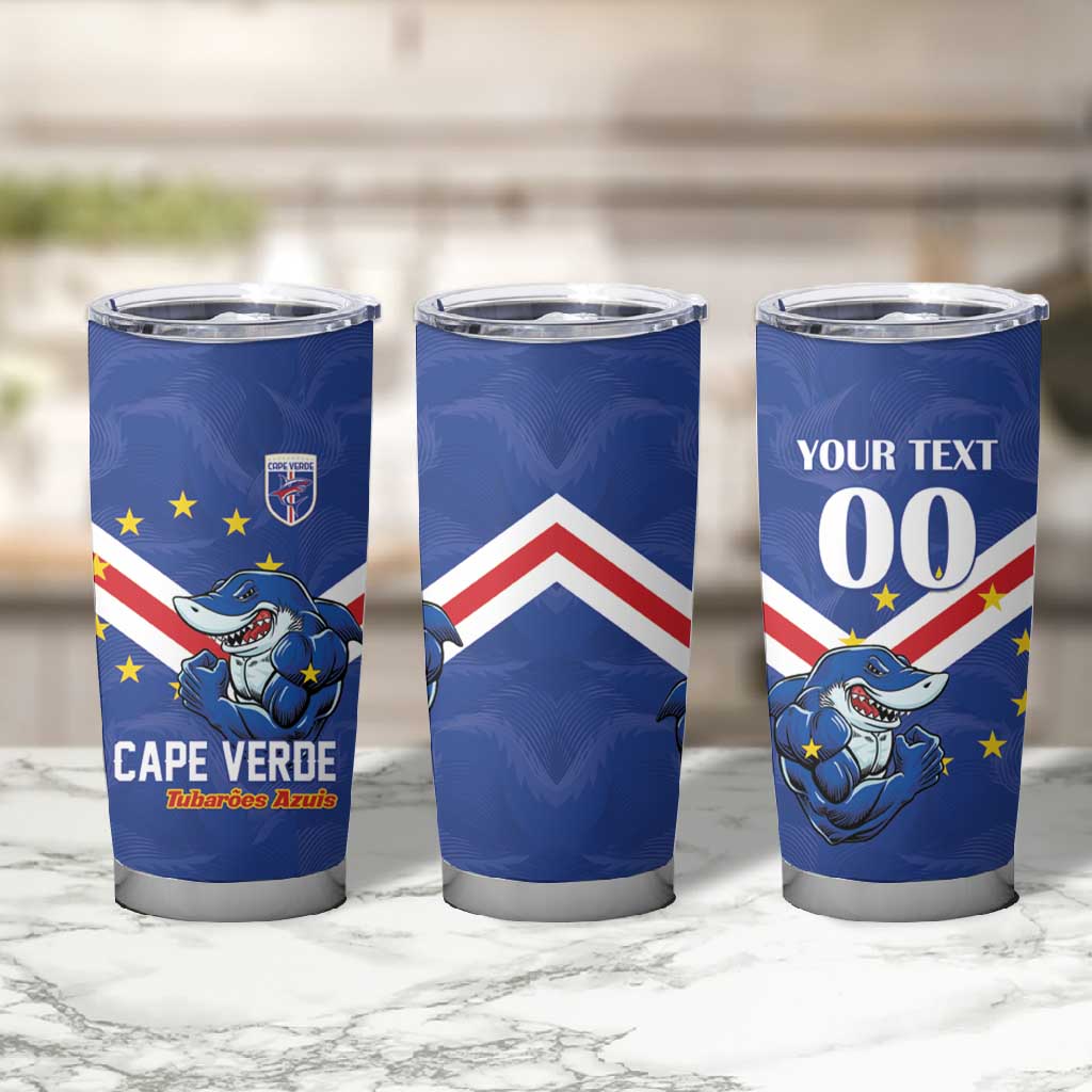 Custom Cape Verde Football Tumbler Cup Tubaroes Azuis Make History - African Pride