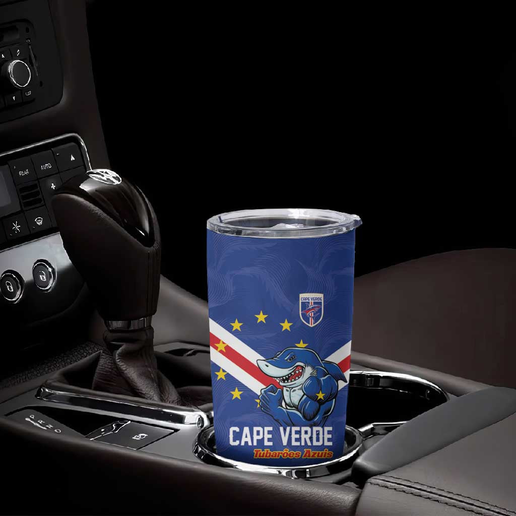 Custom Cape Verde Football Tumbler Cup Tubaroes Azuis Make History - African Pride