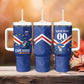Custom Cape Verde Football Tumbler With Handle Tubaroes Azuis Make History - African Pride