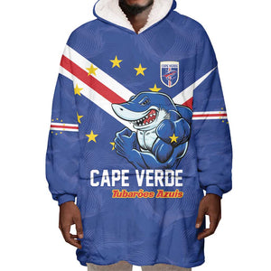Custom Cape Verde Football Wearable Blanket Hoodie Tubaroes Azuis Make History - African Pride