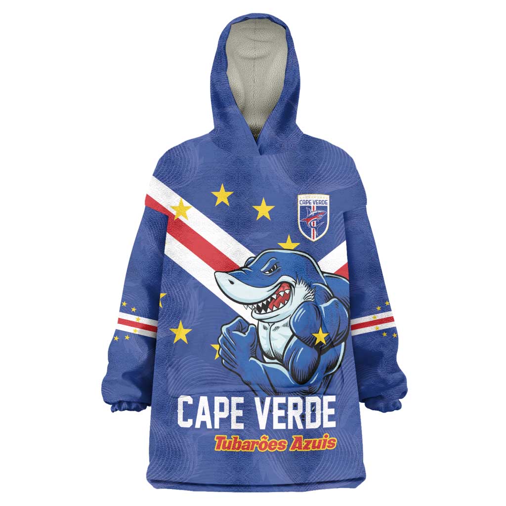 Custom Cape Verde Football Wearable Blanket Hoodie Tubaroes Azuis Make History - African Pride