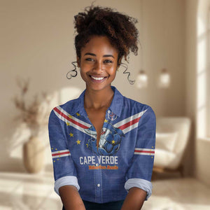 Custom Cape Verde Football Women Casual Shirt Tubaroes Azuis Make History - African Pride