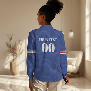 Custom Cape Verde Football Women Casual Shirt Tubaroes Azuis Make History - African Pride