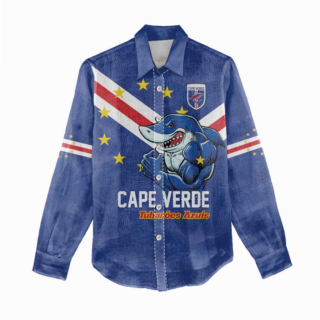 Custom Cape Verde Football Women Casual Shirt Tubaroes Azuis Make History - African Pride