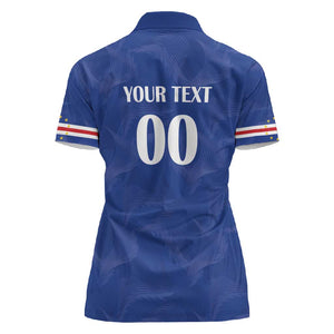 Custom Cape Verde Football Women Polo Shirt Tubaroes Azuis Make History - African Pride