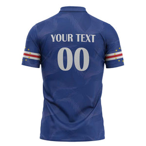 Custom Cape Verde Football Zipper Polo Shirt Tubaroes Azuis Make History