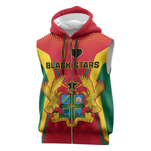 Support the Black Stars - Ghana Football Sleeveless Zip Hoodie - African Pride