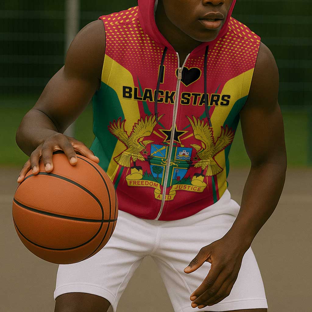 Support the Black Stars - Ghana Football Sleeveless Zip Hoodie - African Pride