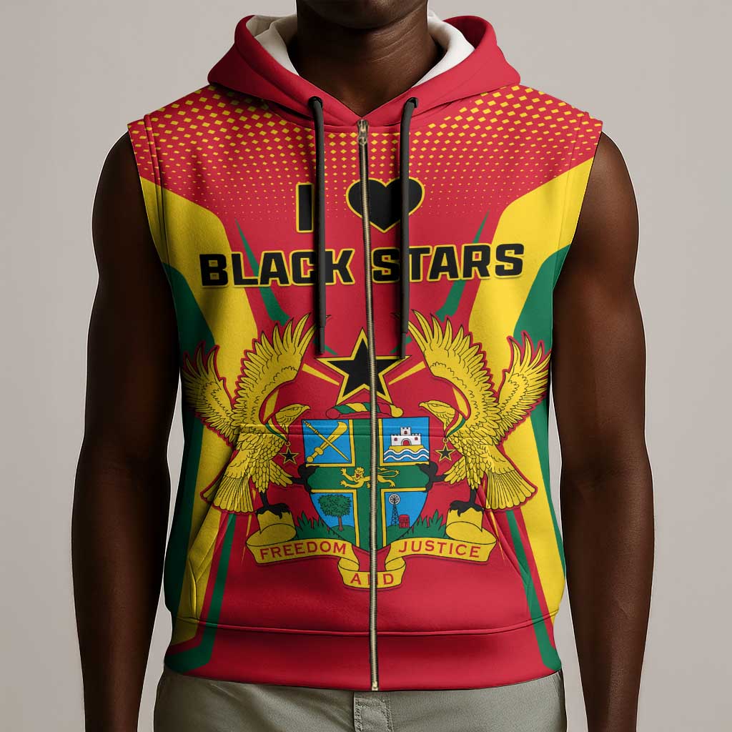 Support the Black Stars - Ghana Football Sleeveless Zip Hoodie - African Pride