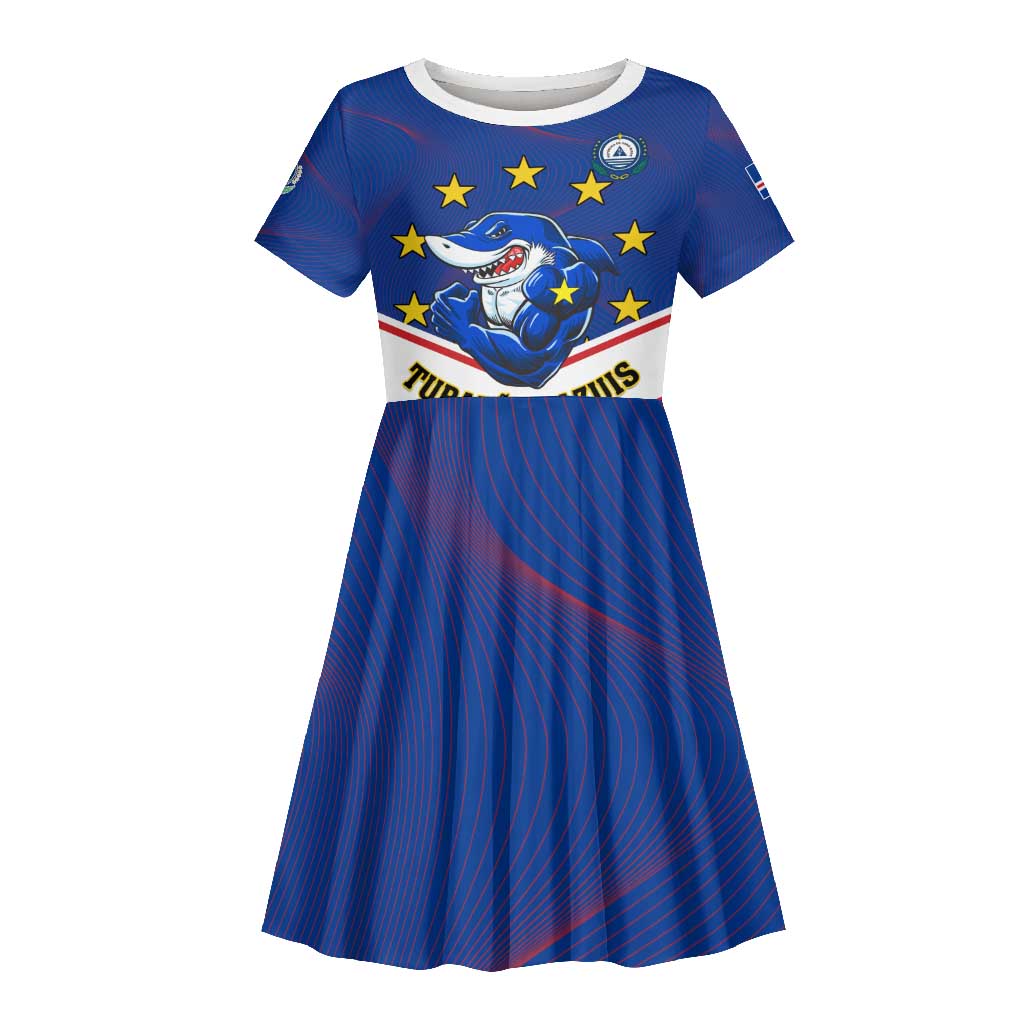 Support the Tubaroes Azuis - Cape Verde Football Kid Short Sleeve Dress