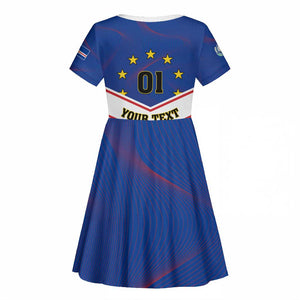 Support the Tubaroes Azuis - Cape Verde Football Kid Short Sleeve Dress