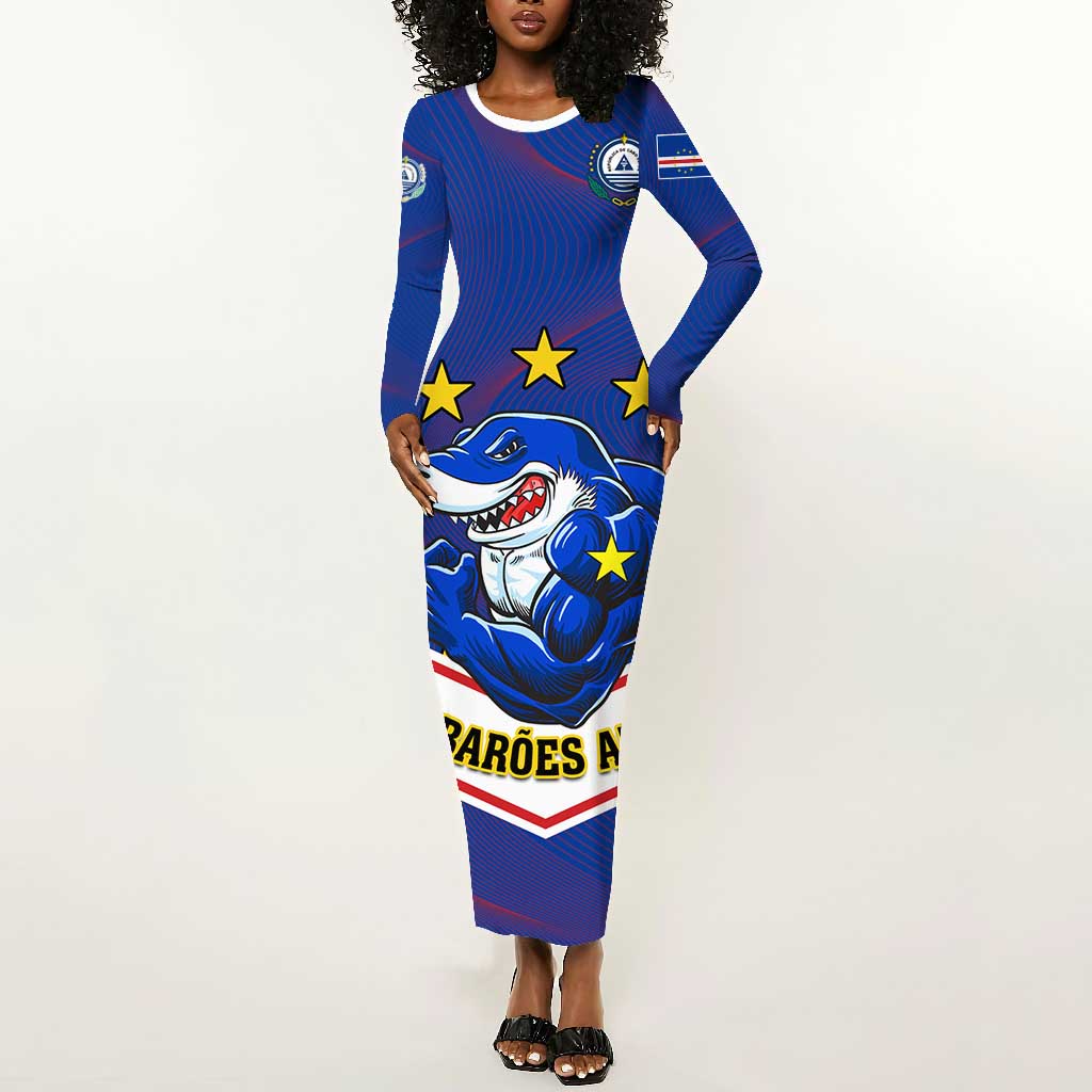 Support the Tubaroes Azuis - Cape Verde Football Long Sleeve Bodycon Dress LT01