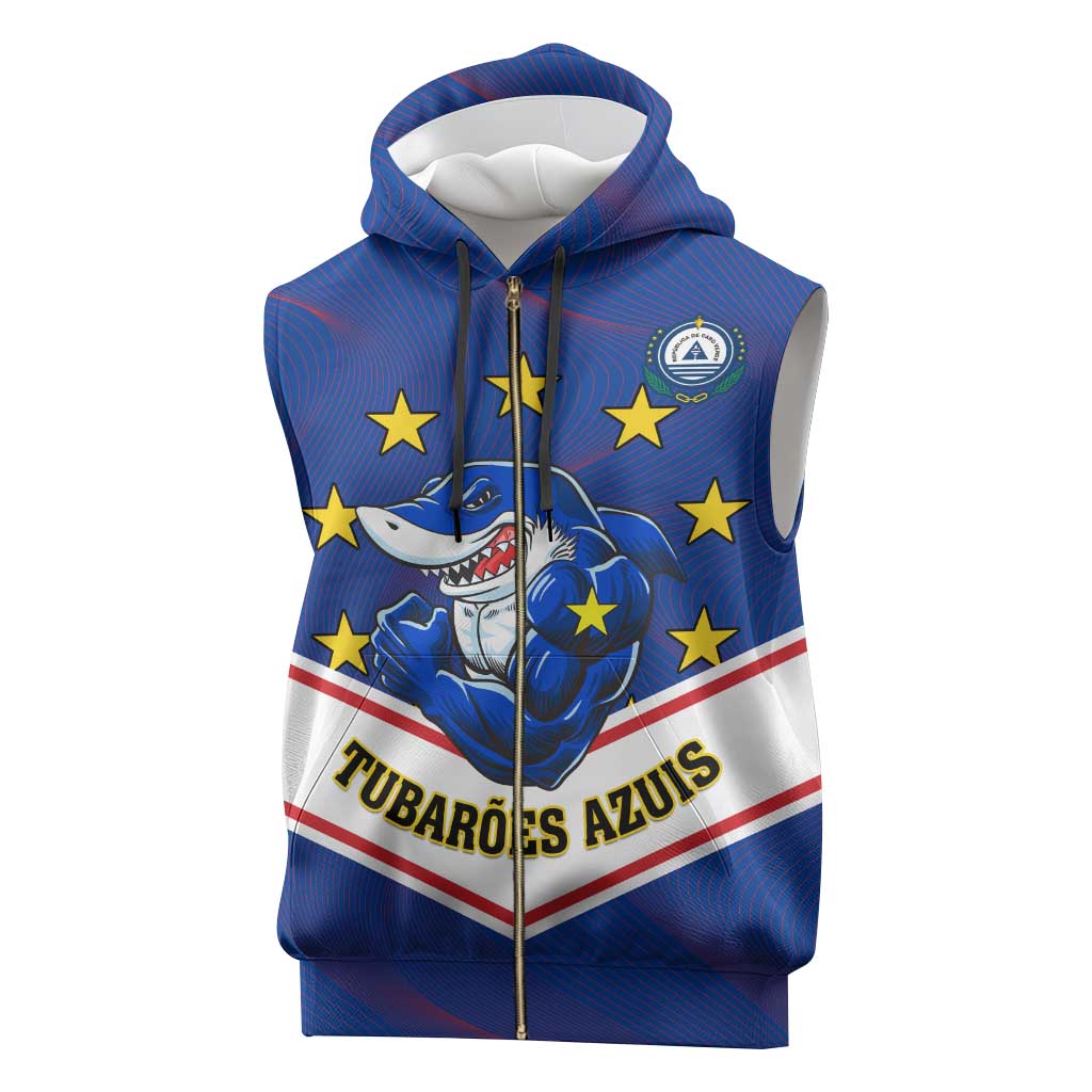 Support the Tubaroes Azuis - Cape Verde Football Sleeveless Zip Hoodie - African Pride