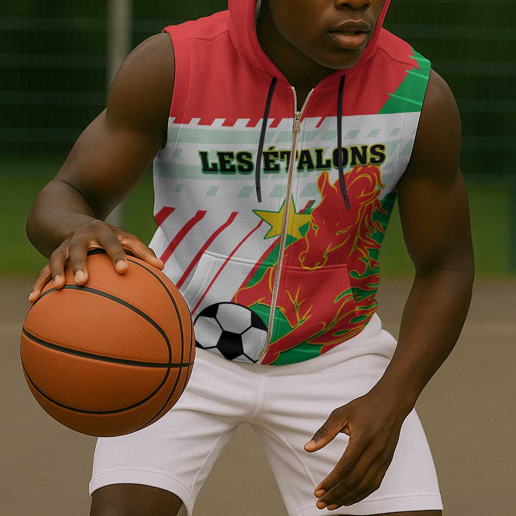Support Les Etalons - Burkina Faso Football Sleeveless Zip Hoodie - African Pride