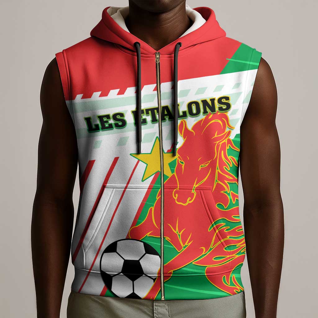 Support Les Etalons - Burkina Faso Football Sleeveless Zip Hoodie - African Pride