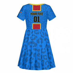 Support Les Leopards - DR Congo Football Kid Short Sleeve Dress