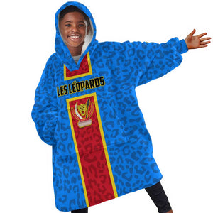 Support Les Leopards - DR Congo Football KId Wearable Blanket Hoodie