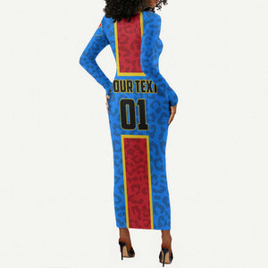 Support Les Leopards - DR Congo Football Long Sleeve Bodycon Dress LT01
