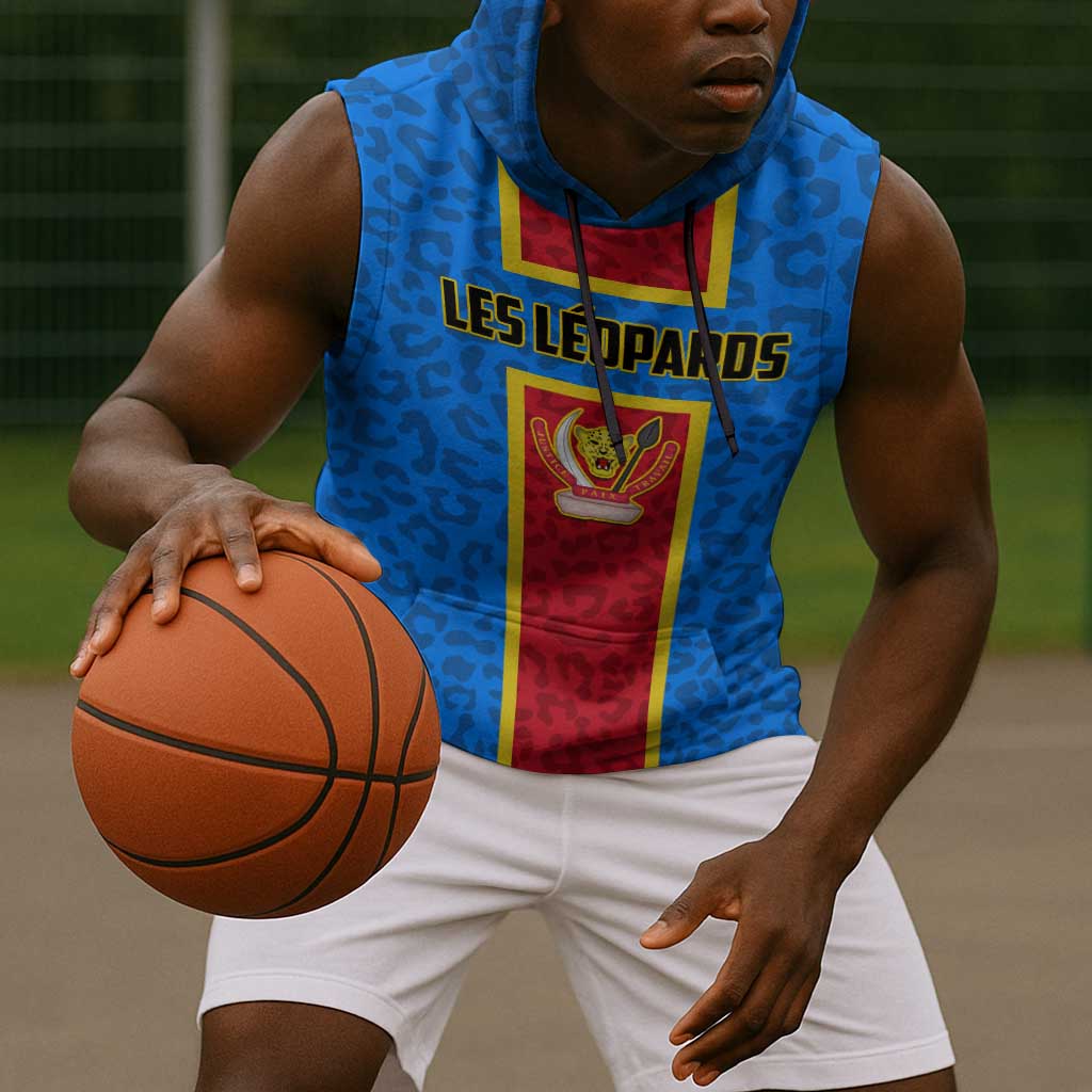 Support Les Leopards - DR Congo Football Sleeveless Hoodie - African Pride