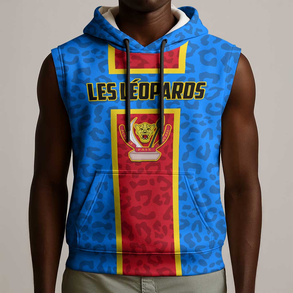 Support Les Leopards - DR Congo Football Sleeveless Hoodie - African Pride