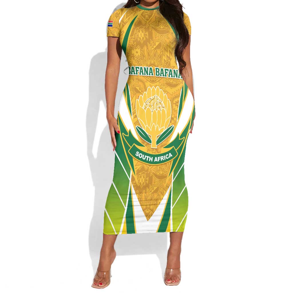 Support Bafana Bafana - South Africa Soccer Short Sleeve Bodycon Dress LT01