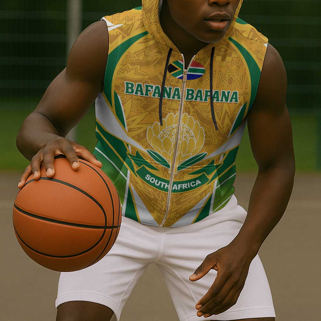 Support Bafana Bafana - South Africa Soccer Sleeveless Zip Hoodie - African Pride