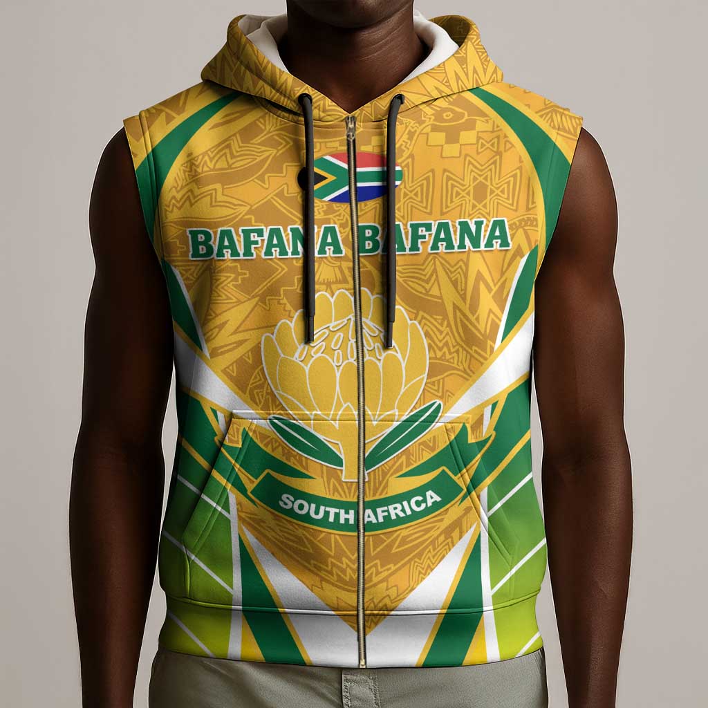 Support Bafana Bafana - South Africa Soccer Sleeveless Zip Hoodie - African Pride