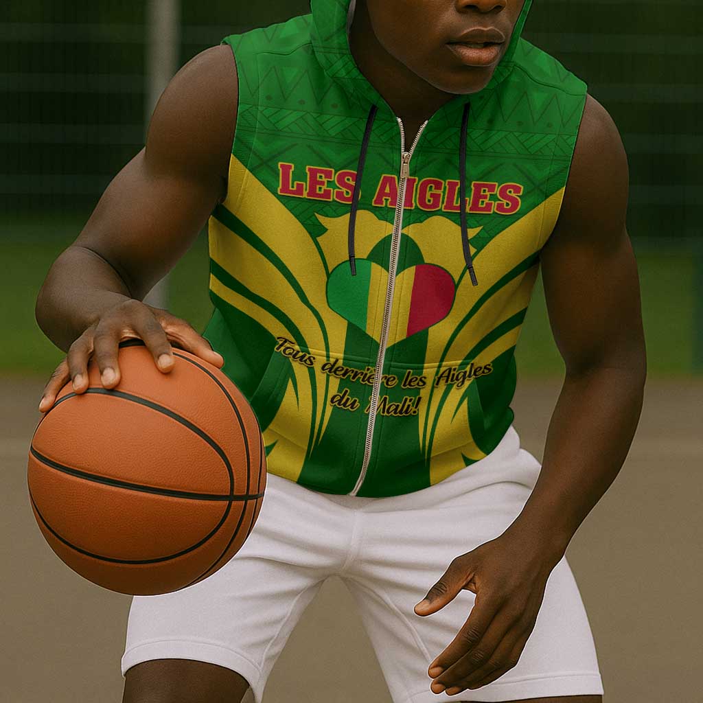 Support Les Aigles Du Mali - Mali Football Sleeveless Zip Hoodie - African Pride