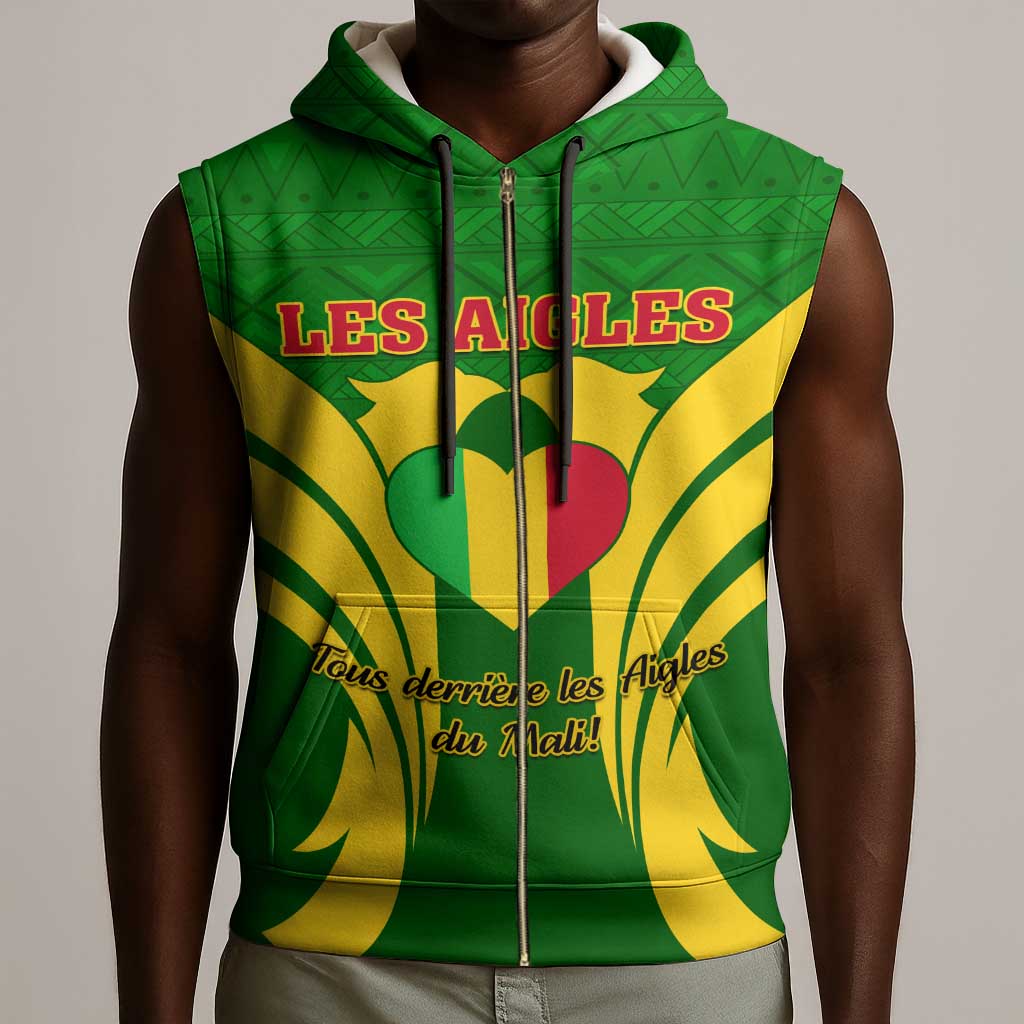 Support Les Aigles Du Mali - Mali Football Sleeveless Zip Hoodie - African Pride